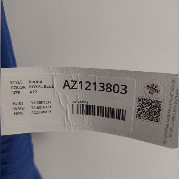 Azazie Cobalt Blue V-Neck Maxi Dress with Front Slit - Picture 9 of 9